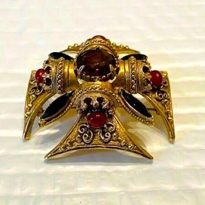 Florenza Gilt Maltese Cross Brooch pendant.
